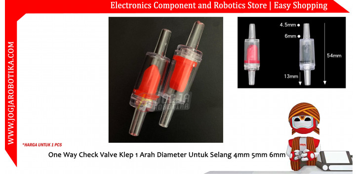 One Way Check Valve Klep 1 Arah Diameter Untuk Selang 4mm 5mm 6mm