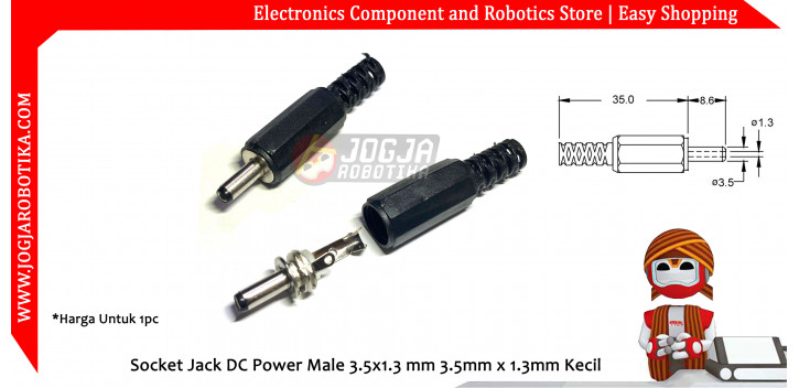 Socket Jack DC Power Male 3.5x1.3 mm 3.5mm x 1.3mm Kecil