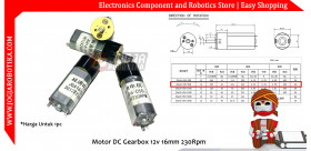 Motor DC Gearbox 12v 16mm 230Rpm