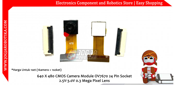 640 X 480 CMOS Camera Module OV7670 24 Pin Socket 2.5V-3.0V 0.3 Mega Pixel Lens