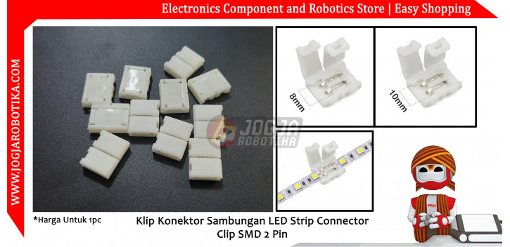 Klip Konektor Sambungan LED Strip Connector Clip SMD 3528 2835 2 Pin 8mm