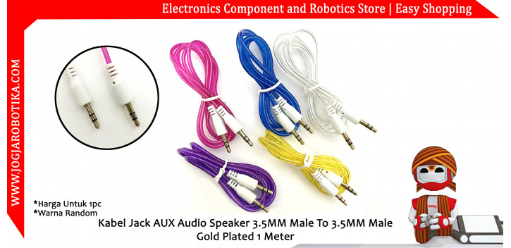 Kabel Jack AUX Audio Speaker 3.5MM Male To 3.5MM Male Stereo Gold Plated 1 Meter