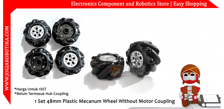 1 Set 48mm Plastic Mecanum Wheel Without Motor Coupling