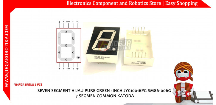 Seven Segment Common Anoda 1 Inch - Hijau (Pure Green)