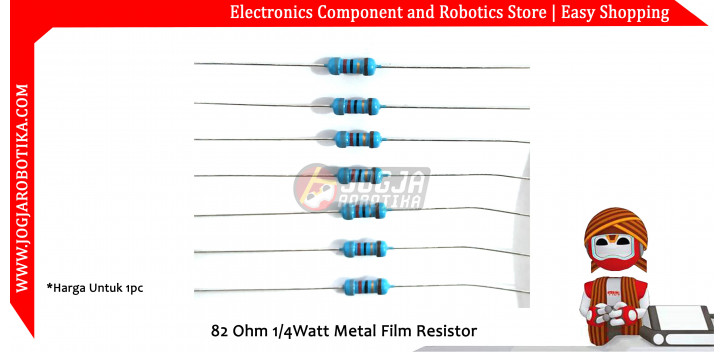 82 Ohm 1/4 Watt Metal Film Resistor 1%