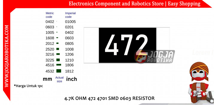 4.7K OHM 472 4701 SMD 0603 RESISTOR