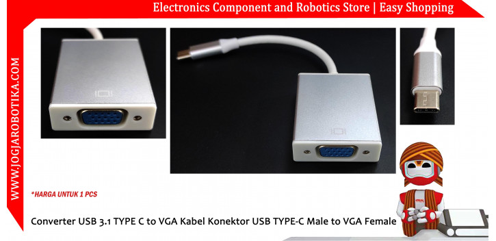 Converter USB 3.1 TYPE C to VGA Kabel Konektor USB TYPE-C Male to VGA Female