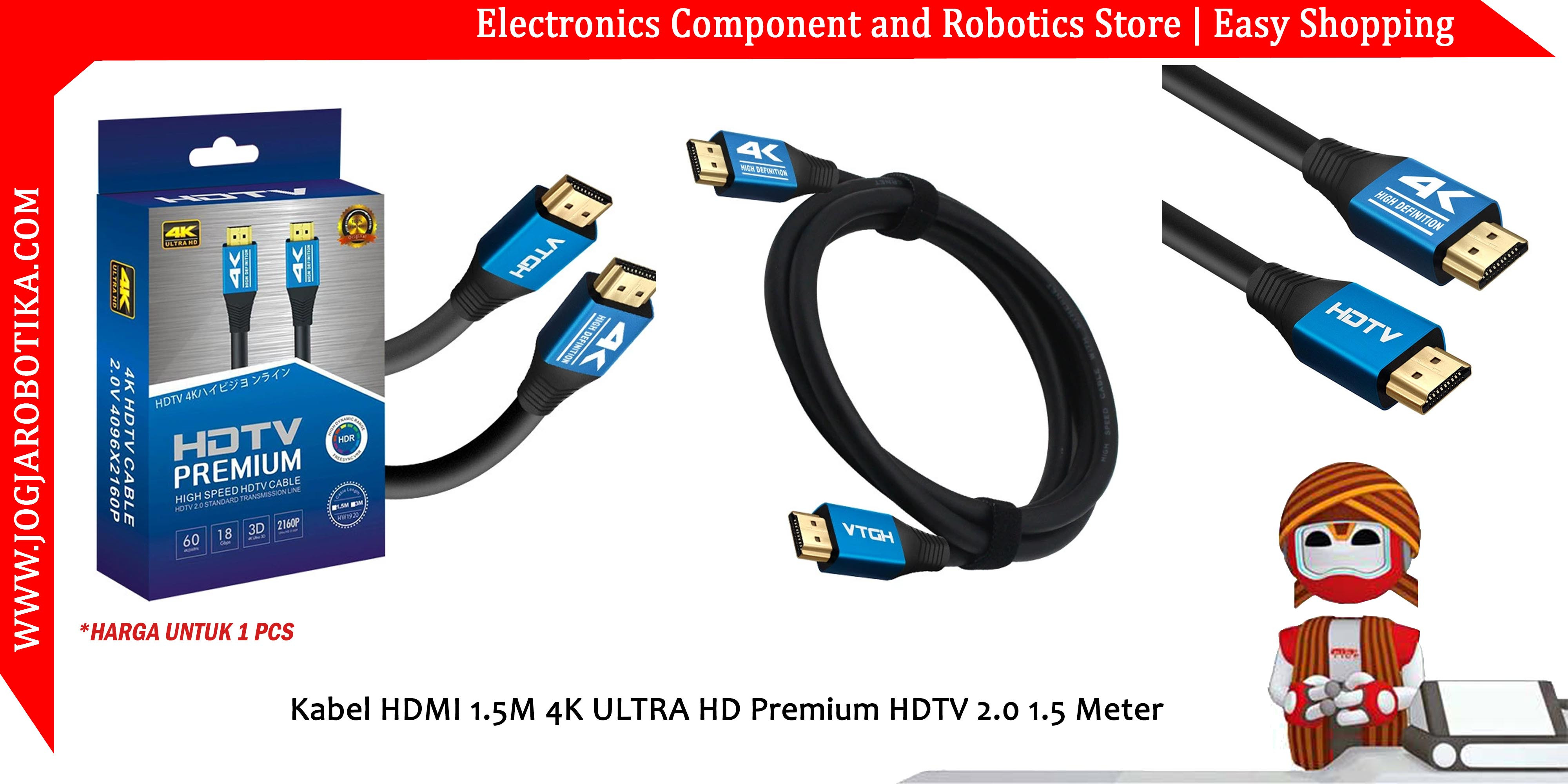 Kabel HDMI 1.5M 4K ULTRA HD Premium HDTV 2.0 1.5 Meter - Toko Komponen ...