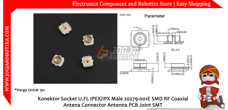 Konektor Socket U.FL IPEX/IPX Male 20279-001E SMD RF Coaxial Antena Connector Antenna PCB Joint SMT