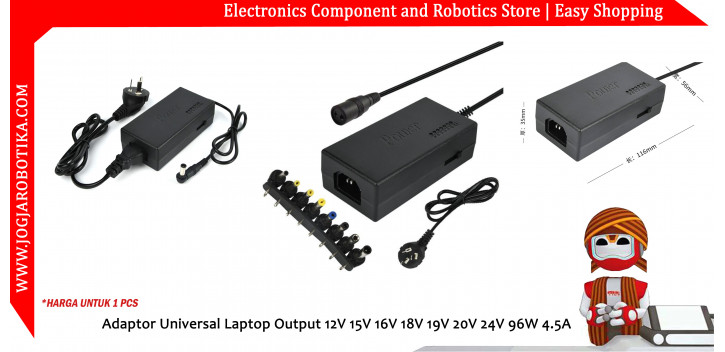 Adaptor Universal Laptop Output 12V 15V 16V 18V 19V 20V 24V 96W 4.5A
