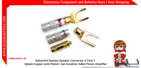 Nakamichi Banana Speaker Connector U Fork Y Splade Copper Gold Plated 1 Set Konektor Kabel Power Amplifier
