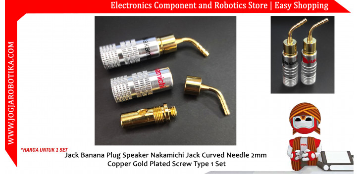 Jack Banana Plug Speaker Nakamichi Jack Curved Needle 2mm Copper Gold Plated Screw Type 1 Set