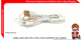 KABEL DATA USB TYPE-C TIPE C PUTIH SUPPORT FAST CHARGE