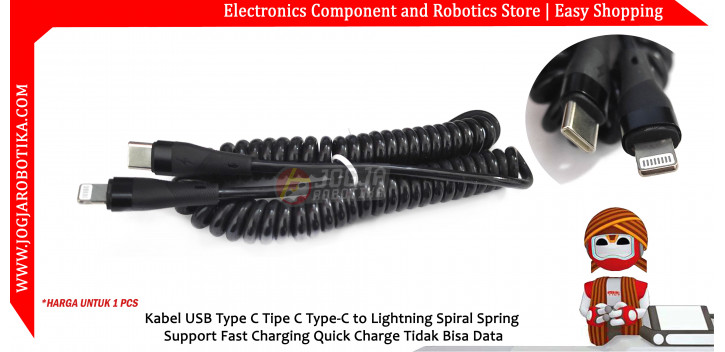 Kabel USB Type C Tipe C Type-C to Lightning Spiral Spring Support Fast Charging Quick Charge Tidak Bisa Data