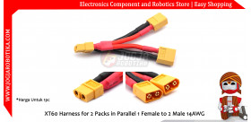 XT60 Harness for 2 Packs in Parallel 1 Female to 2 Male 14AWG