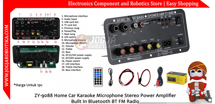 ZY-9088 Home Car Karaoke Microphone Stereo Power Amplifier Built In Bluetooth BT FM Radio