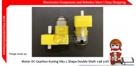 Motor DC Gearbox Kuning Siku L Shape Double Shaft 1:48 3-6V