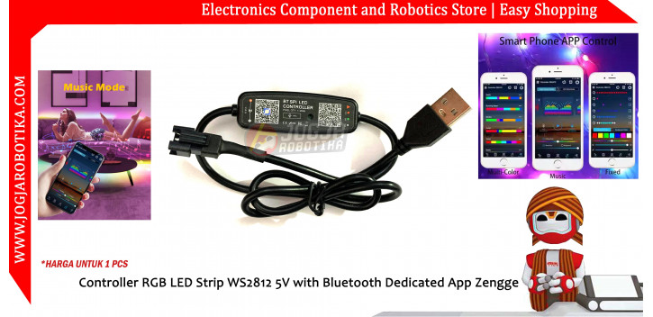 Controller RGB LED Strip WS2812 5V with Bluetooth Dedicated App Zengge