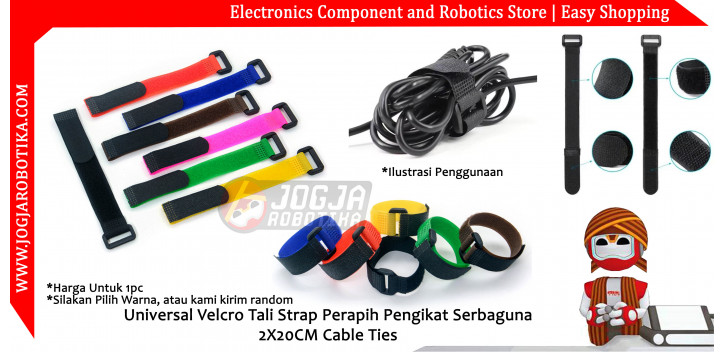 Universal Velcro Tali Strap Perapih Pengikat Serbaguna 2X20CM Cable Ties