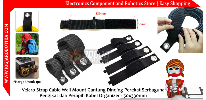 Velcro Strap Cable Wall Mount Gantung Dinding Perekat Serbaguna Pengikat dan Perapih Kabel Organizer - 50x330mm