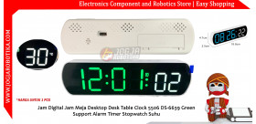 Jam Digital Jam Meja Desktop Desk Table Clock 5506 DS-6639 Green Support Alarm Timer Stopwatch Suhu