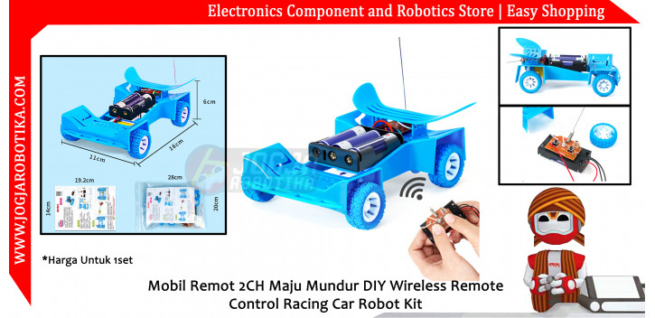 Mobil Remot 2CH Maju Mundur DIY Wireless Remote Control Racing Car Robot Kit
