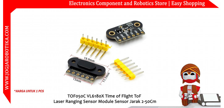 TOF050C VL6180X Time of Flight ToF Laser Ranging Sensor Module Sensor Jarak 2-50Cm