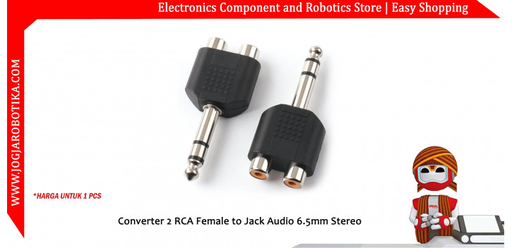 Converter 2 RCA Female to Jack Audio 6.5mm Stereo