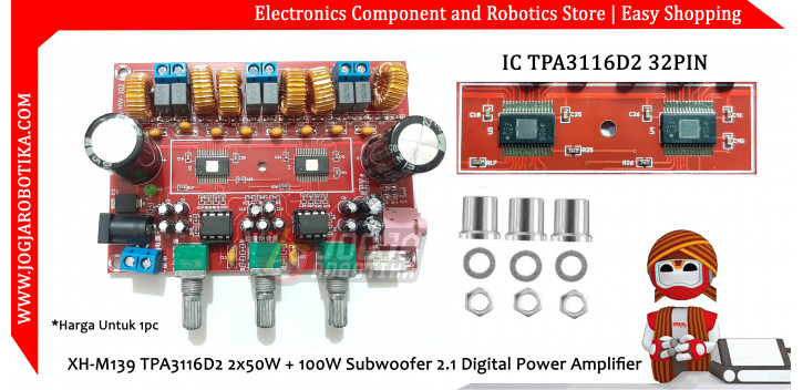 XH-M139 TPA3116D2 2x50W + 100W Subwoofer 2.1 Digital Power Amplifier