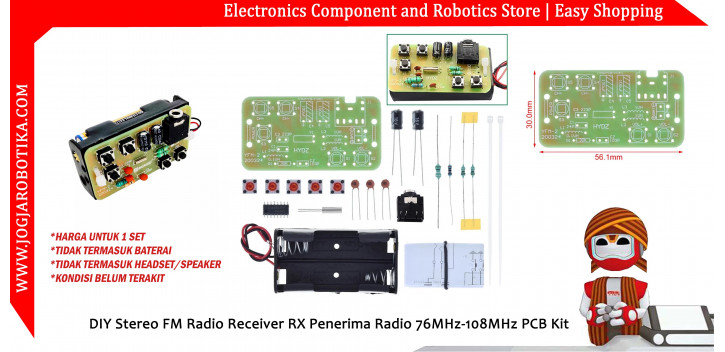 DIY Stereo FM Radio Receiver RX Penerima Radio 76MHz-108MHz PCB Kit