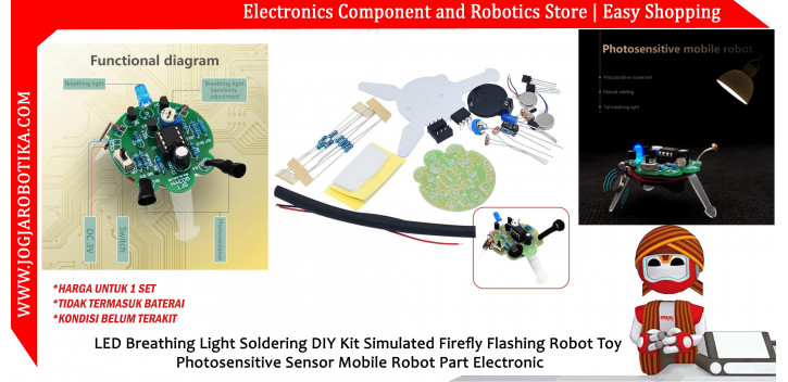 LED Breathing Light Soldering DIY Kit Simulated Firefly Flashing Robot Toy Photosensitive Sensor Mobile Robot Part Electronic