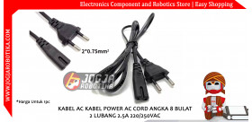 KABEL AC KABEL POWER AC CORD ANGKA 8 BULAT 2 LUBANG 2.5A 220/250VAC