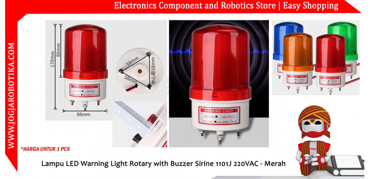 Lampu LED Warning Light Rotary with Buzzer Sirine BEM-1101J 220VAC - Merah