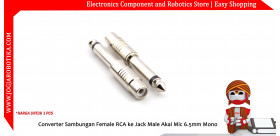 Converter Sambungan Female RCA ke Jack Male Akai Mic 6.5mm Mono