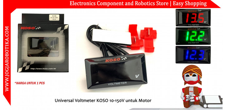 Universal Voltmeter KOSO 10-150V untuk Motor - Merah