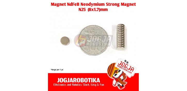 MAGNET N25 BULAT (8X1.7)MM - NDFEB NEODYMIUM STRONG MAGNET