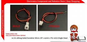 10 Cm 28Awg Kabel Konektor Micro JST 1.25mm 2 Pin 10Cm Single Head - Male