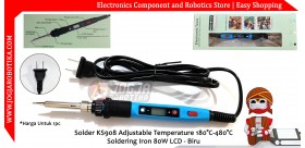 Solder KS908 Adjustable Temperature 180°C-480°C Soldering Iron 80W LCD - Biru