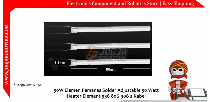 30W Elemen Pemanas Solder Adjustable 30 Watt Heater Element 936 806 906 2 Kabel