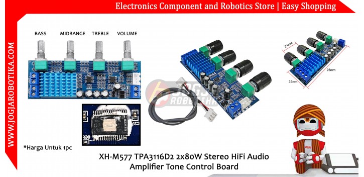 XH-M577 TPA3116D2 2x80W Stereo HiFi Audio Amplifier Tone Control Board