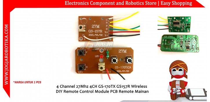 4 Channel 27Mhz 4CH GS-170TX GS157R Wireless DIY Remote Control Module PCB Remote Mainan