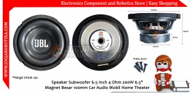 Speaker Subwoofer 6.5 Inch 4 Ohm 200W 6.5" Magnet Besar 100mm Car Audio Mobil Home Theater