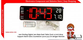 Jam Dinding Digital Jam Meja Desk Table Clock 13 inch 6629 Support Alarm Suhu Countdown 32x10.5x3 Cm dengan Remote