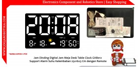 Jam Dinding Digital Jam Meja Desk Table Clock GH8012 Support Alarm Suhu Kelembaban 25x16x3 Cm dengan Remote