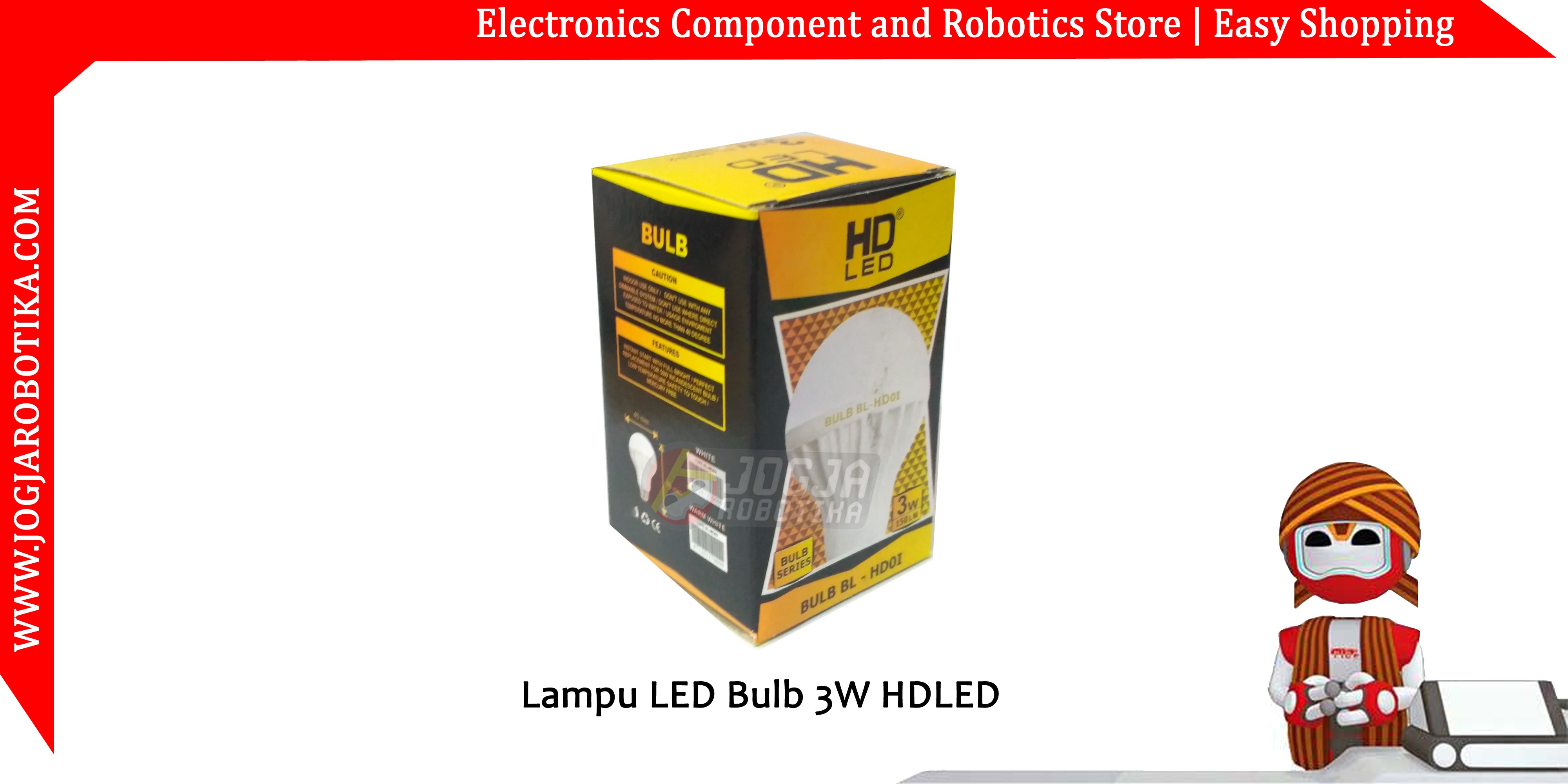 jual LAMPU LED Bulb 3W HDLED
