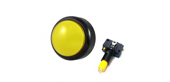 Tombol Acara Kuis Round Convex Illuminated Push Button With LED 100mm-Yellow