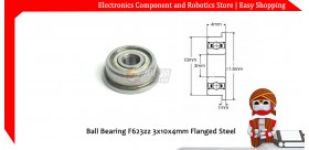 Ball Bearing F623zz 3x10x4mm Flanged Steel