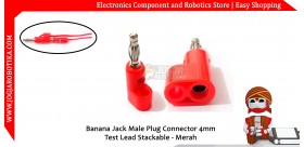 Banana Jack Male Plug Connector 4mm Test Lead Stackable - Merah