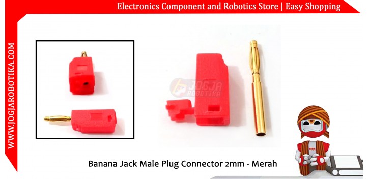 Banana Jack Male Plug Connector 2mm - Merah