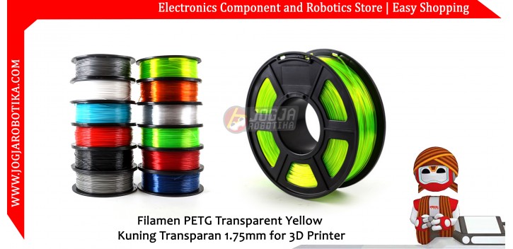 Filamen PETG Transparent Yellow Kuning Transparan 1.75mm for 3D Printer